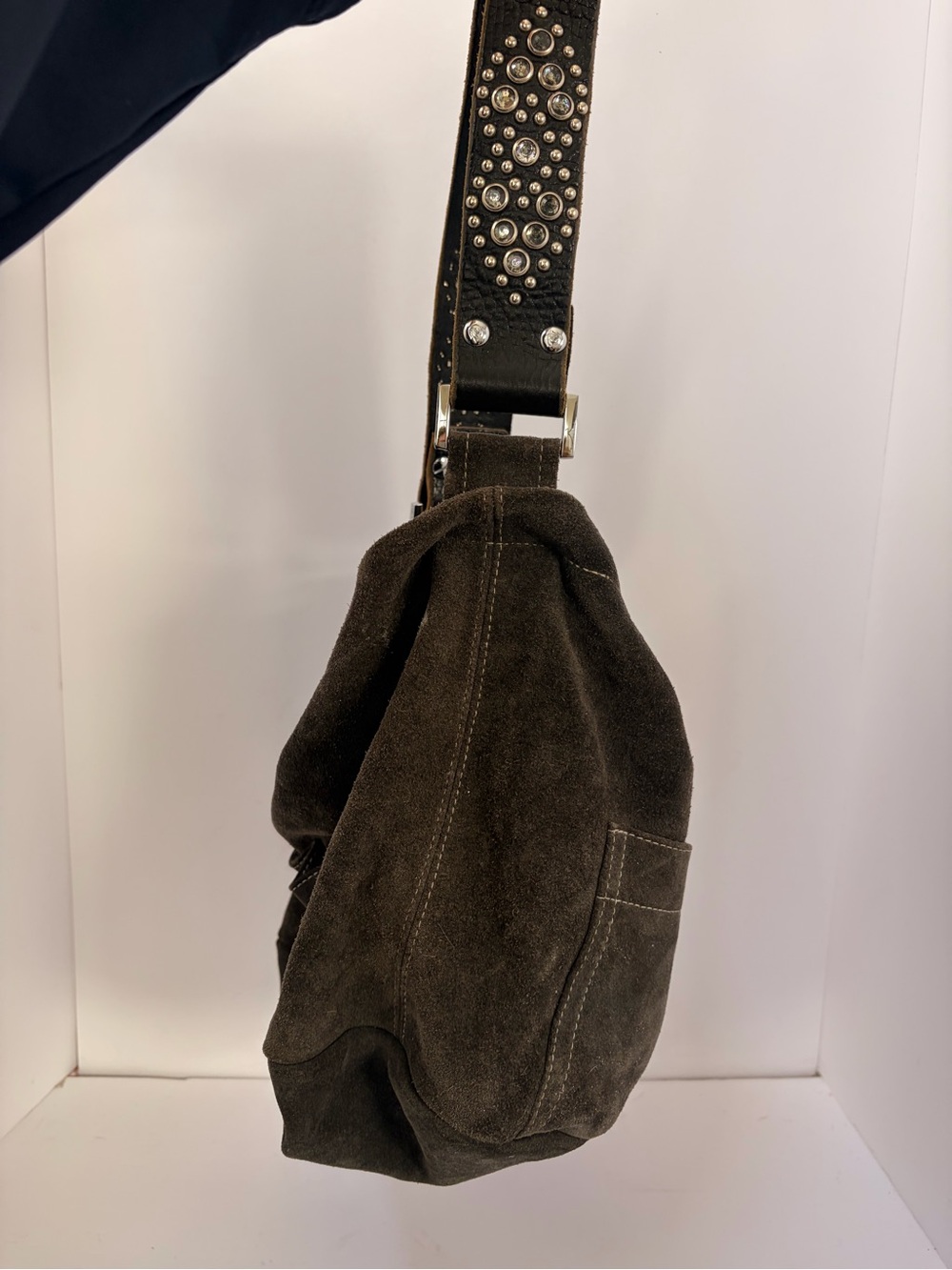 Tylie Malibu Grey Suede Hobo with Studded Strap - Picture 11 of 15